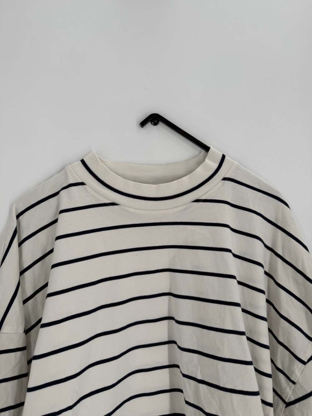 Cos Full Volume Oversized Striped T-Shirt In Off White Black